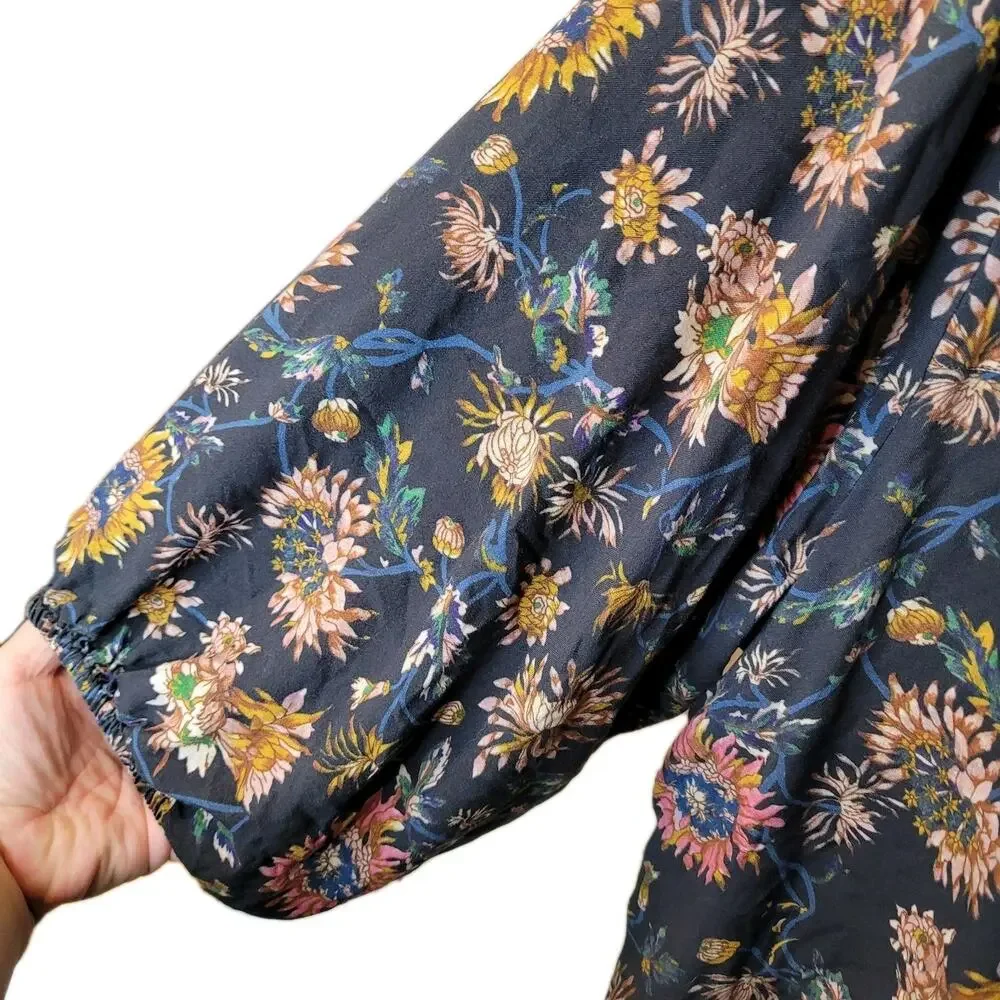 Natural Life Floral Peasant Top 3/4 Sleeves Size XXL Tie Boho Cottagecore - Picture 5 of 9